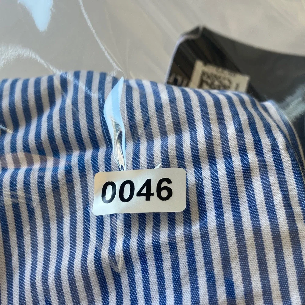 Tommy Hilfiger button‎ down Oxford blue & white stripes boys shirt size L NWT